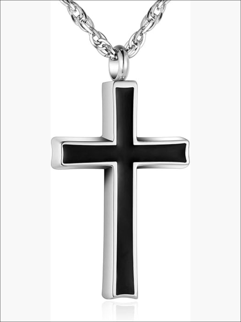 Stainless Steel Cross Urn Necklace For Ashes Cremation Memorial Jewelry